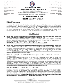 Committee on Rules Issues Session Update