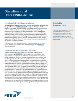 Disciplinary and Other FINRA Actions