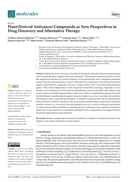 Plant-Derived Anticancer Compounds As New Perspectives in Drug Discovery and Alternative Therapy