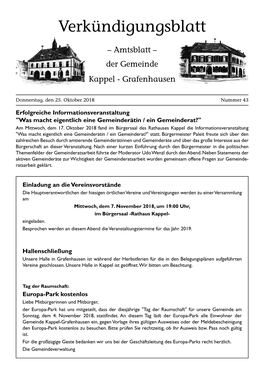 Der Gemeinde Kappel - Grafenhausen