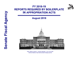 Reports Required by Boilerplate in Appropriation Acts