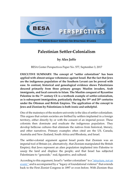 Palestinian Settler-Colonialism