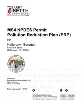 MS4 NPDES Permit Pollution Reduction Plan (PRP)