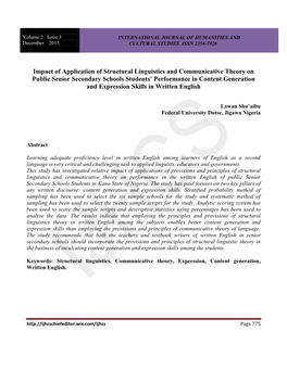 Impact of Application of Structural Linguistics and Communicative