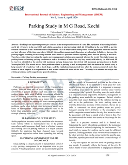 Parking Study in M G Road, Kochi