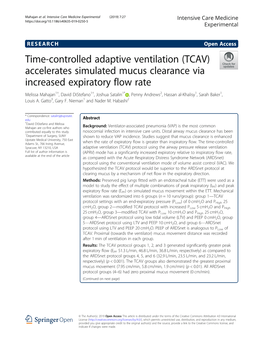 Time-Controlled Adaptive Ventilation (TCAV)