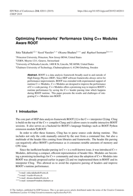 Optimizing Frameworks' Performance Using C++ Modules Aware ROOT