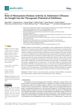 Role of Monoamine Oxidase Activity in Alzheimer's Disease