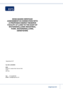 Desk-Based Heritage Assessment in Connection with a Proposed Energy Reserve Facility at Land to the East Of