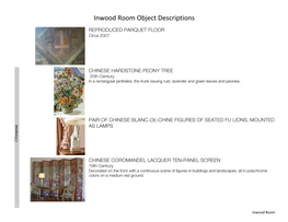 Inwood Room Object Descriptions