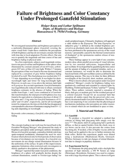 Failure of Brightness and Color Constancy Under Prolonged Ganzfeld Stimulation