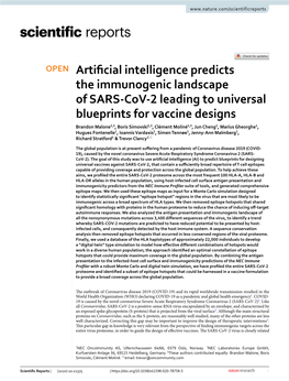 Artificial Intelligence Predicts the Immunogenic Landscape of SARS