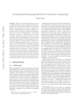 A Generalized Streaming Model for Concurrent Computing