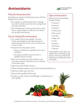 Types of Antioxidants Antioxidants Are Nutrients in Food That Protect Your Cells from Many Nutrients Are Antioxidants