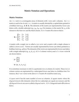 Matrix Notation and Operations