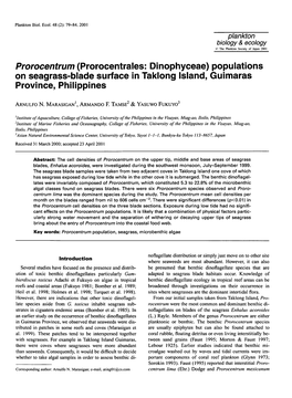 Prorocentrum (Prorocentrales: Dinophyceae) Populations on Seagrass-Blade Surface in Taklong Island, Guimaras Province, Philippines