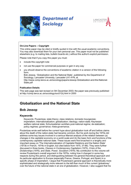 Globalization and the National State