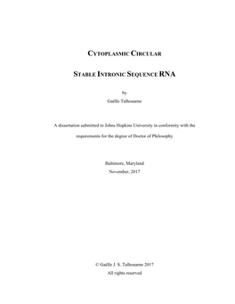 Cytoplasmic Circular Stable Intronic Sequence