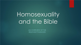 Homosexuality and the Bible