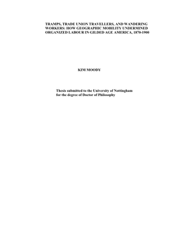 Tramps, Trade Union Travellers, and Wandering Workers: How Geographic Mobility Undermined Organized Labour in Gilded Age America, 1870-1900