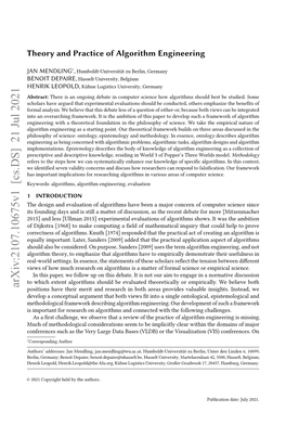 Theory and Practice of Algorithm Engineering