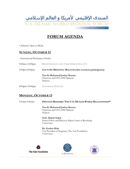 Forum Agenda