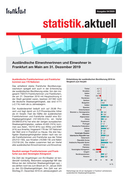 Ausländische Einwohner 2019, FSA 2020/04