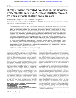 Highly Efficient Concerted Evolution in the Ribosomal DNA Repeats: Total Rdna Repeat Variation Revealed by Whole-Genome Shotgun Sequence Data