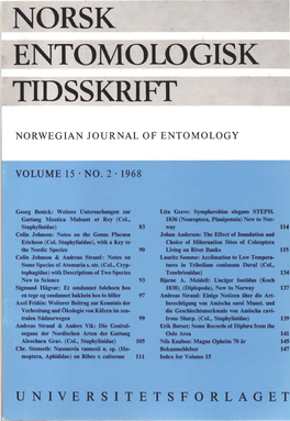 Norsk Entomologisk Tidsskrift