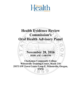 Health Evidence Review Commission's Oral Health Advisory Panel