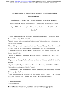 Molecular Rationale for Hantavirus Neutralization by a Reservoir Host-Derived