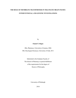 The Role of Membrane Transporters in Traumatic Brain Injury
