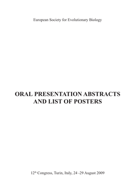 Program, Abstracts, List of Poster 2009