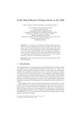 Cache Based Remote Timing Attack on the AES