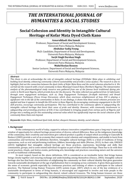 The International Journal of Humanities & Social Studies