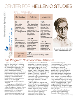 CENTER for HELLENIC STUDIES FALL PREVIEW September October November