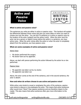 Active and Passive Voice