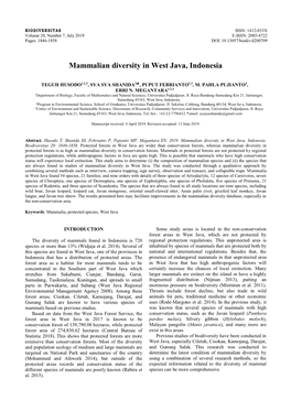 Mammalian Diversity in West Java, Indonesia