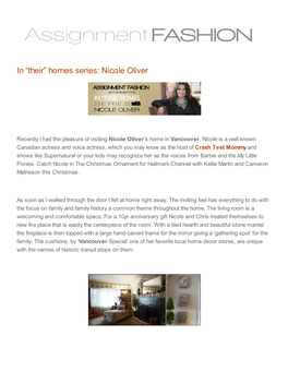 In “Their” Homes Series: Nicole Oliver