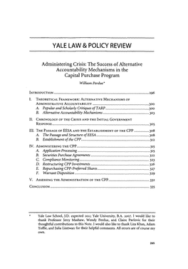 The Success of Alternative Accountability Mechanisms in the Capital Purchase Program William Perdue*