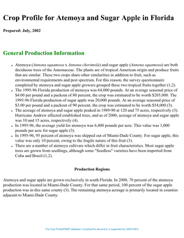 Crop Profile for Atemoya and Sugar Apple in Florida