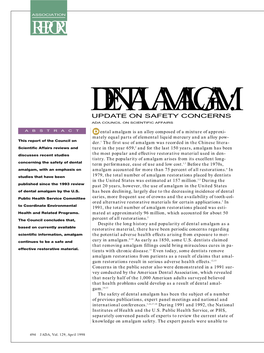 Dental Amalgam: Update on Safety Concerns Ada Council on Scientific Affairs