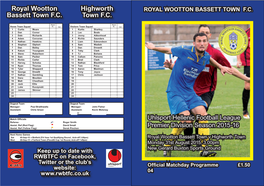 Royal Wootton Bassett Town F.C. Highworth Town F.C