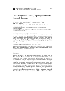 Metric, Topology, Uniformity, Approach Structure