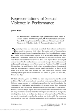 Representations of Sexual Violence in Performance