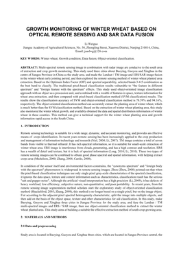 Growth Monitoring of Winter Wheat Based on Optical Remote Sensing and Sar Data Fusion