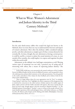 Women's Adornment and Judean Identity in the Third Century