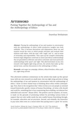 Afterword Putting Together the Anthropology of Tax and the Anthropology of Ethics