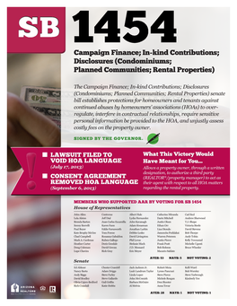 Campaign Finance; In-Kind Contributions; Disclosures (Condominiums; Planned Communities; Rental Properties)