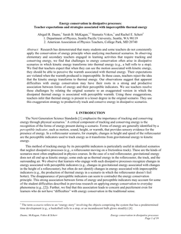 Energy Conservation in Dissipative Processes: Teacher Expectations and Strategies Associated with Imperceptible Thermal Energy